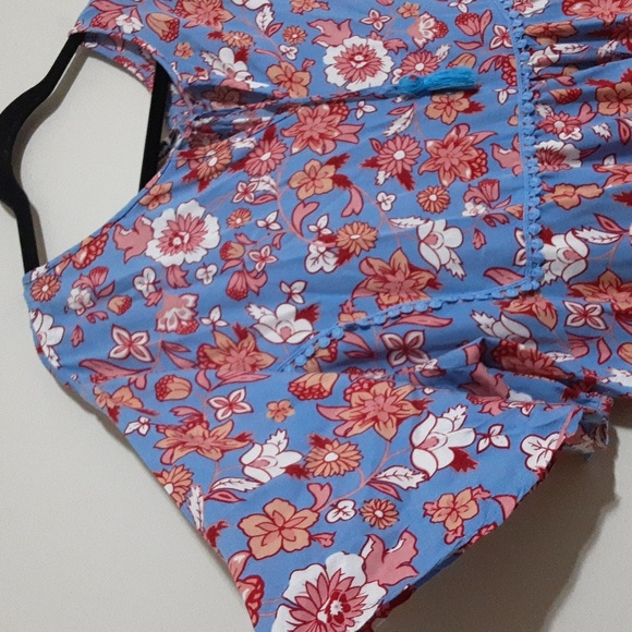 Rustty Dustty Floral Blue and Red Women's Top Blouse 3X Pull On Boho Festival - Picture 3 of 7